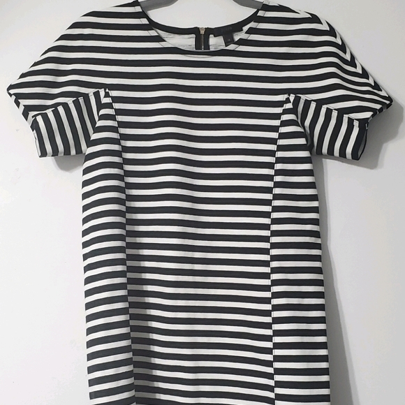 J. Crew Black and White Striped Dress women's size XS Skater Dress - Picture 3 of 9